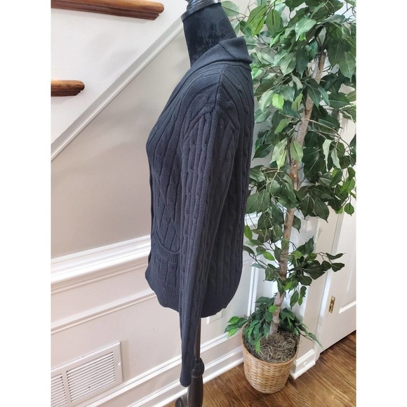 Chaps Women Black 100% Cotton Long Sleeve Buttons Front Cardigan Sweater Size L - Picture 5 of 9